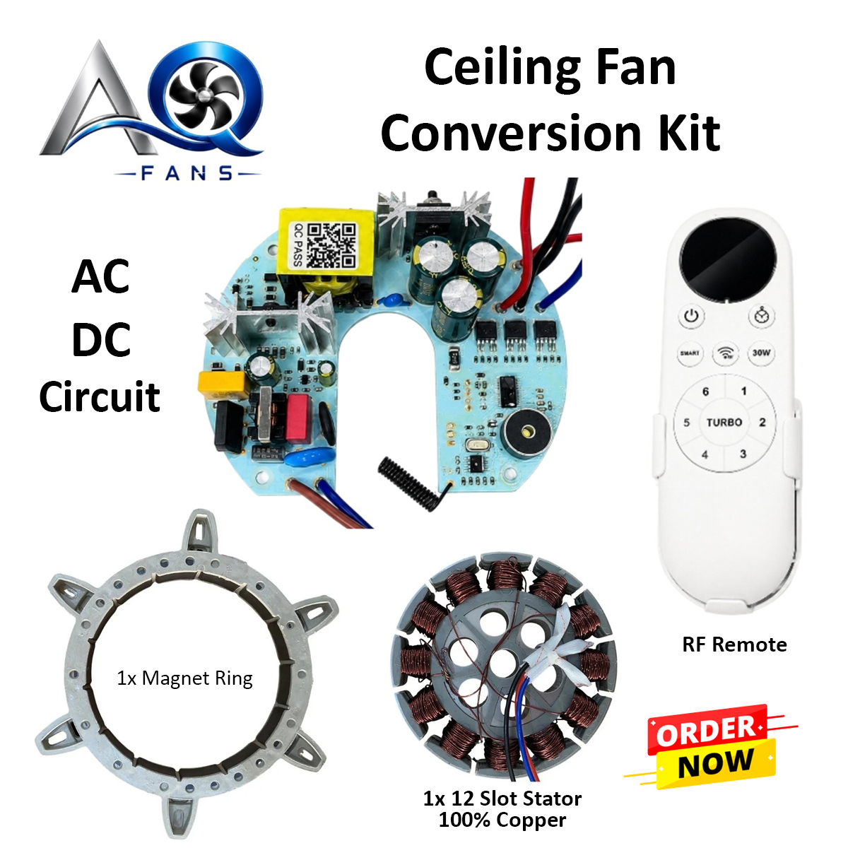30 watt BLDC Ceiling Fan Conversion Kit with Remote AC DC Energy Saving Smart Fan Motor Kit 100% Copper - Detail 1