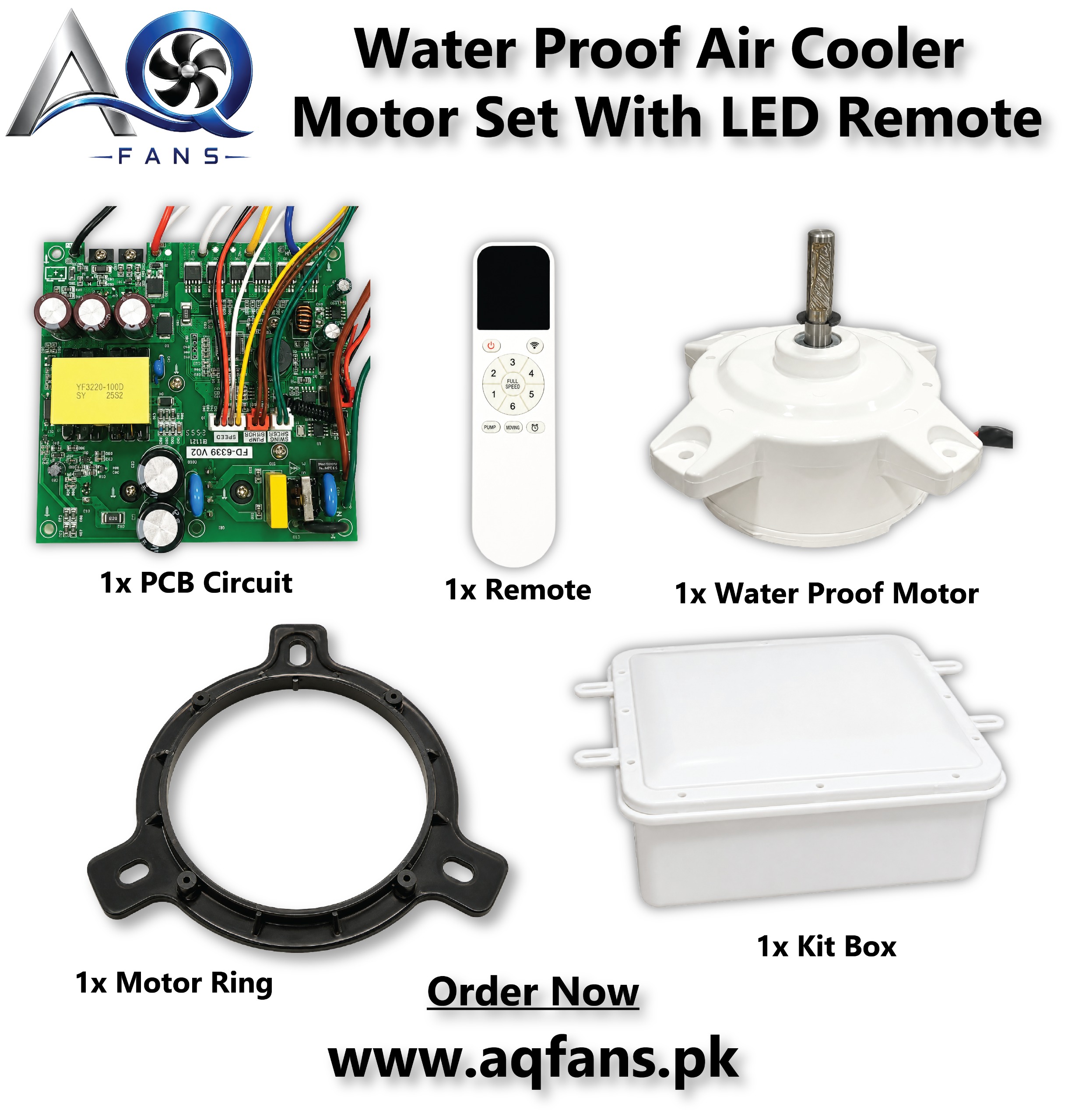 Water-Profe BLDC Motor 80W Max Power 1450 RPM For Air Cooler with AC DC Circuit and LCD Remote