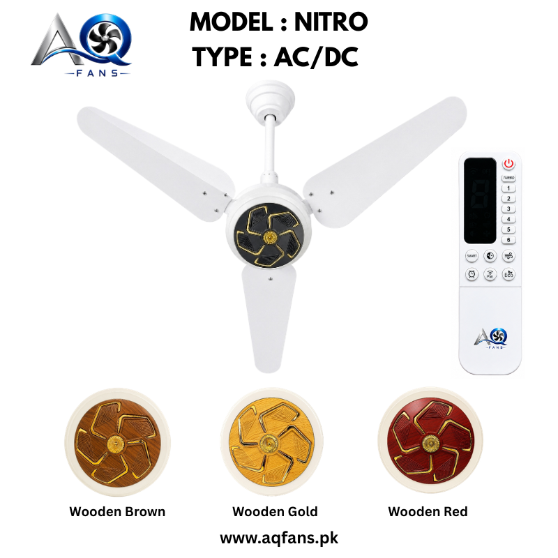 AQ AC DC Ceiling Fan 56 Inch with RF Remote Control Energy Saving Fans - Nitro Model